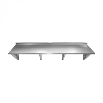 Prateleira Aço Inox Lisa com 4 Suportes Mãos Francesas - 140x50cm - Brascool