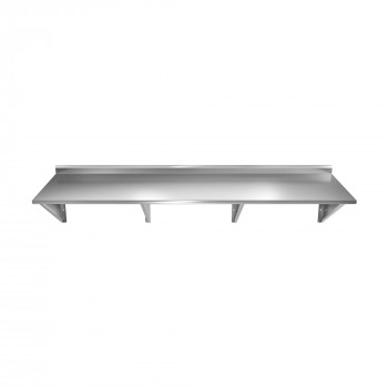 Prateleira Aço Inox Lisa com 4 Suportes Mãos Francesas - 160x50cm - Brascool