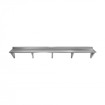 Prateleira Aço Inox Lisa com 5 Suportes Mãos Francesas - 200x30cm - Brascool